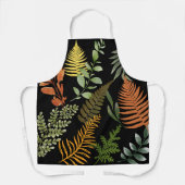 Kleurrijke donkere varen botanische bloemblaadjes schort (Voorkant)