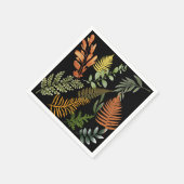 Kleurrijke donkere varen botanische bloemblaadjes servet (Hoek)