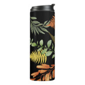 Kleurrijke donkere varen botanische bloemblaadjes thermosbeker (Gedraaid links)