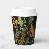 Kleurrijke donkere varen botanische gebladerte blo papieren bekers (Voorkant)