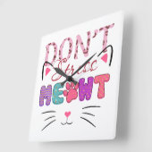 KLEURRIJKE DON'T STRESS MEOWT CAT GEZEGDE VIERKANTE KLOK (Hoek)