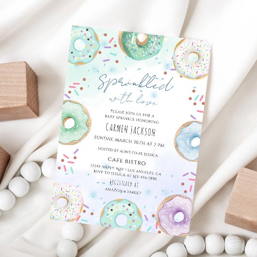 Kleurrijke Donut Baby Sprinkle Kaart