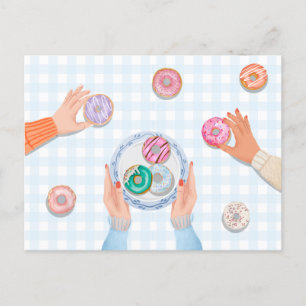 Kleurrijke Donut Party Briefkaart