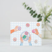 Kleurrijke Donut Party Briefkaart (Staand voorkant)
