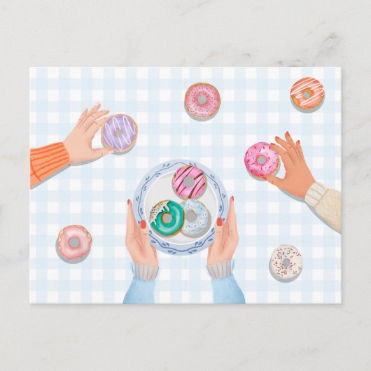 Kleurrijke Donut Party Briefkaart (Voorkant)
