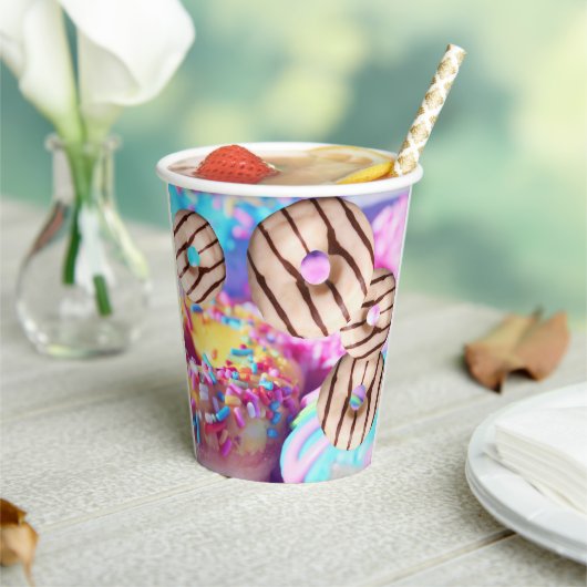 Kleurrijke Donut Style Party Paper Cup Papieren Bekers (Insitu)