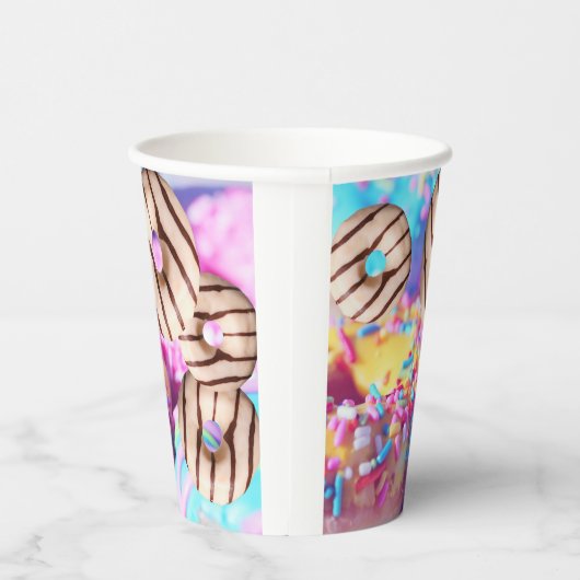 Kleurrijke Donut Style Party Paper Cup Papieren Bekers (Rechts)