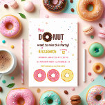 Kleurrijke Donut-thema Kids verjaardagsfeestje Kaart<br><div class="desc">Verzoet het feest met deze schattige donut-thema verjaardagsfeestuitnodiging! Met kleurrijke donuts, speelse confetti en vrolijke typografie is deze uitnodiging perfect voor kinderfeestjes en donut-liefhebbers. Pas dit aan met de naam, leeftijd, feestgegevens en RSVP-informatie van het verjaardagskind. Dit heerlijke ontwerp zal zeker iedereen enthousiast maken om mee te doen aan het...</div>