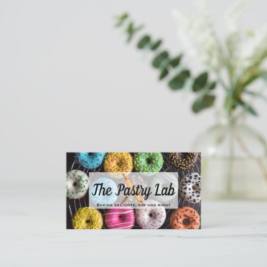 Kleurrijke Donuts Achtergrond | gebak Visitekaartje (Staand voorkant)