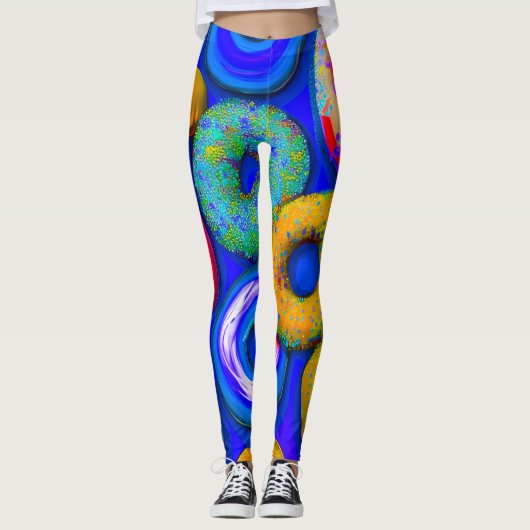 Kleurrijke donuts Blauw Leggings (Voorkant)
