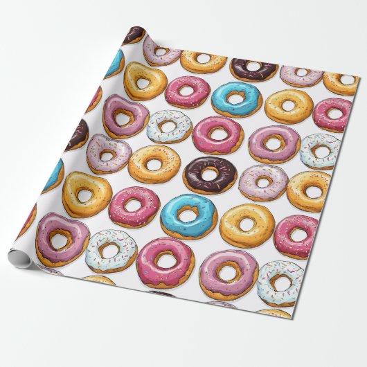 Kleurrijke Donuts Cadeaupapier (Uitgerold)