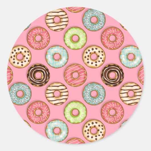 Kleurrijke donuts Classic Round Sticker (Voorkant)