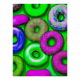 Kleurrijke Donuts Green Perfect Poster