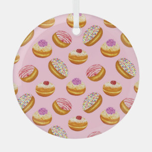 Kleurrijke Donuts: Hand getrokken Waterverf Glas Ornament