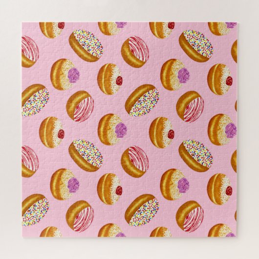 Kleurrijke Donuts: Hand getrokken Waterverf Legpuzzel (Horizontaal)