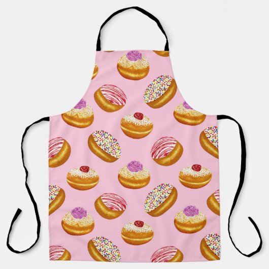 Kleurrijke Donuts: Hand getrokken Waterverf Schort (Voorkant)