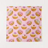 Kleurrijke Donuts: Hand getrokken Waterverf Wandkleed (Voorkant)