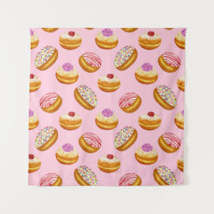 Kleurrijke Donuts: Hand getrokken Waterverf Wandkleed