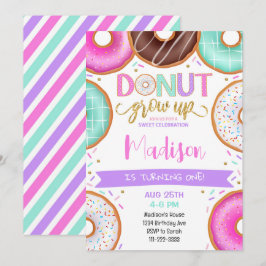 Kleurrijke Donuts Meisjes Verjaardag uitnodiging