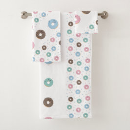 Kleurrijke donuts patroon handdoek set