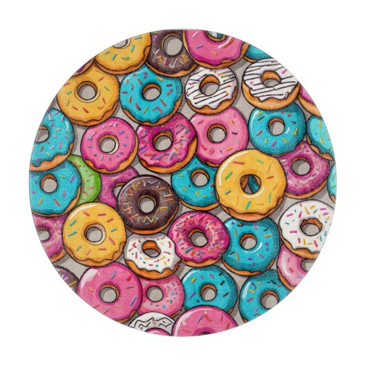 Kleurrijke Donuts Snijplank (Voorkant)