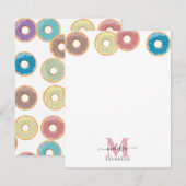 Kleurrijke Donuts & Spikkels Monogram Notitiekaartje (Voorkant / Achterkant)