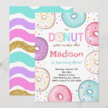 Kleurrijke Donuts Sprinkle Kids Verjaardagsuitnodi