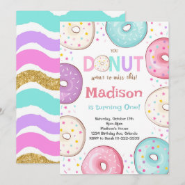 Kleurrijke Donuts Sprinkle Kids Verjaardagsuitnodi Kaart