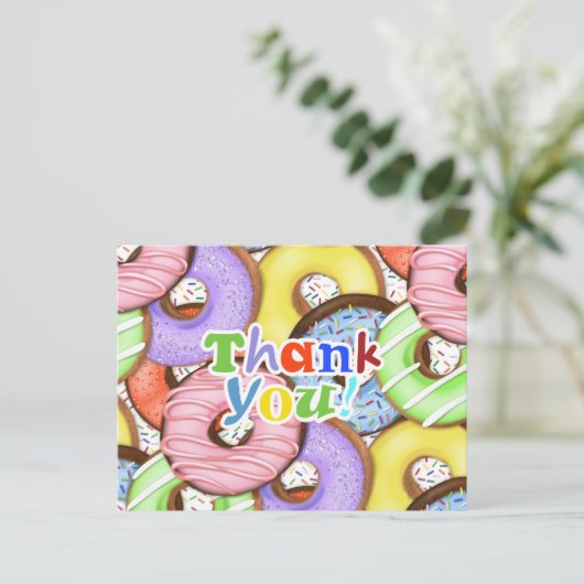Kleurrijke Donuts Sprinkles Bedankt Briefkaart (Staand voorkant)