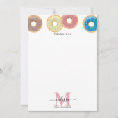 Kleurrijke Donuts & Sprinkles Monogram Bedankkaart (Voorkant)