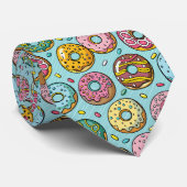 Kleurrijke Donuts Sprinkles Stripes Blauwe Achterg Stropdas (Opgerold)