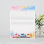 Kleurrijke Donuts Stationery Lined Schrijfpapier (Staand voorkant)