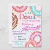 Kleurrijke Donuts verjaardagsuitnodiging Kaart (Voorkant)