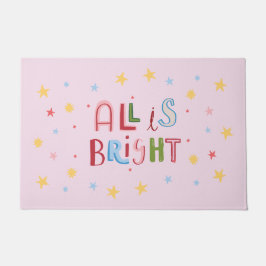 Kleurrijke Doodle All is Bright Christmas Doormat Deurmat