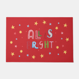 Kleurrijke Doodle All is Bright Christmas Doormat Deurmat