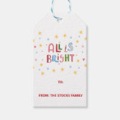 Kleurrijke Doodle All is Bright Christmas Gift Lab Cadeaulabel (Voorkant)