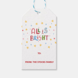 Kleurrijke Doodle All is Bright Christmas Gift Lab Cadeaulabel