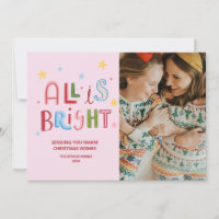 Kleurrijke Doodle All is Bright Christmas Kaart