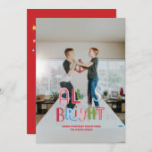 Kleurrijke Doodle All is Bright Christmas Kaart (Voorkant / Achterkant)