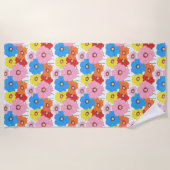 Kleurrijke Doodle Art Floral Pattern Pool of Strandlaken (Voorkant)