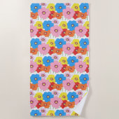 Kleurrijke Doodle Art Floral Pattern Pool of Strandlaken (Voorkant)