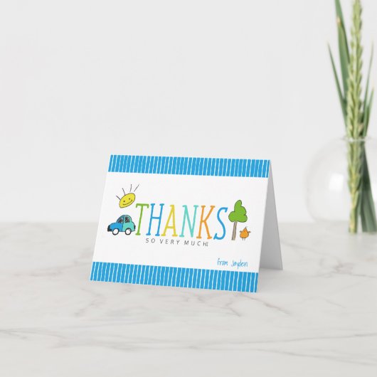 Kleurrijke Doodle Bedankkaart | Auto (Voorkant)