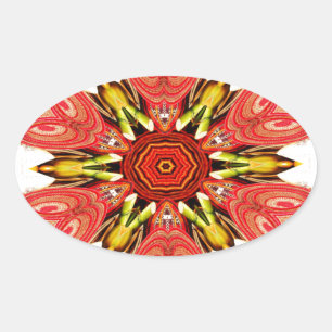 Kleurrijke doodle flora hart naadloze ster.jpg ovale sticker