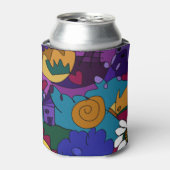 Kleurrijke Doodle Kunst Blikjeskoeler (Blikje Voorkant)