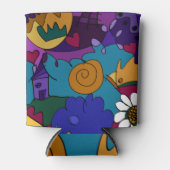 Kleurrijke Doodle Kunst Blikjeskoeler (Voorkant)