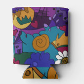 Kleurrijke Doodle Kunst Blikjeskoeler (Achterkant)
