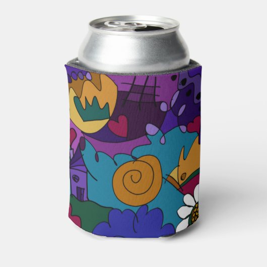 Kleurrijke Doodle Kunst Blikjeskoeler (Blikje Achterkant)