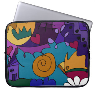 Kleurrijke Doodle Kunst Leuke Unieke Laptop Hoes