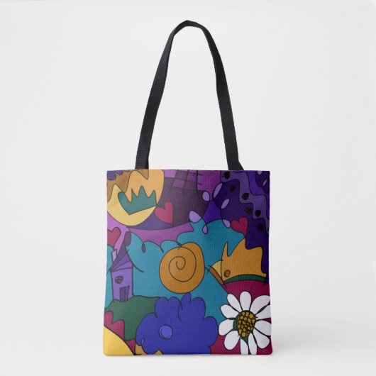 Kleurrijke Doodle Kunst Tote Bag (Voorkant)