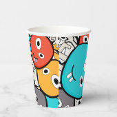Kleurrijke Doodle Monster Cartoon Papieren Bekers (Rechts)